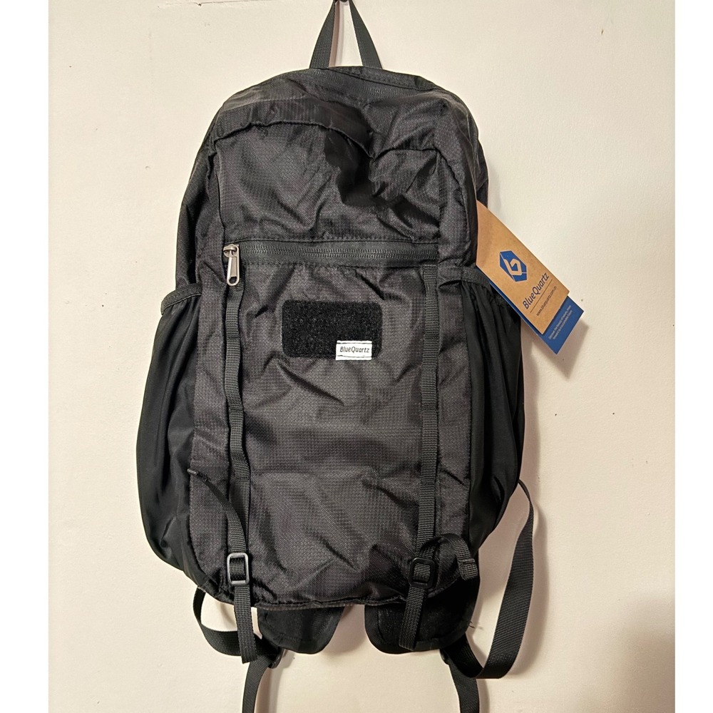 BlueQuartz Black Ripstop Nylon Outdoor Hiking Backpack Daypack NWT‎ unisex 17"